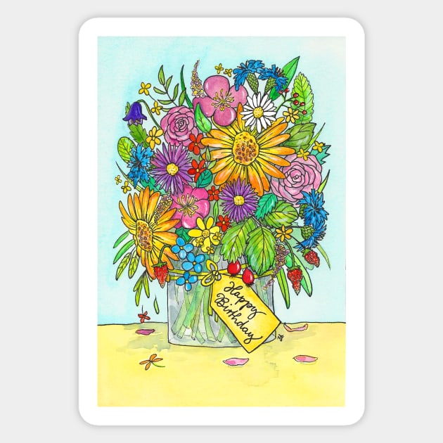 Happy Birthday Bouquet Sticker by nicolejanes